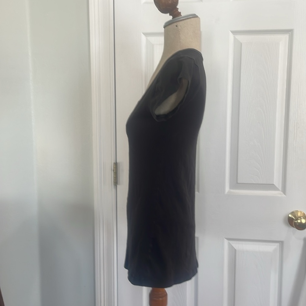 Active Basic Short Sleeve V-Neck Black Cotton Spa… - image 5